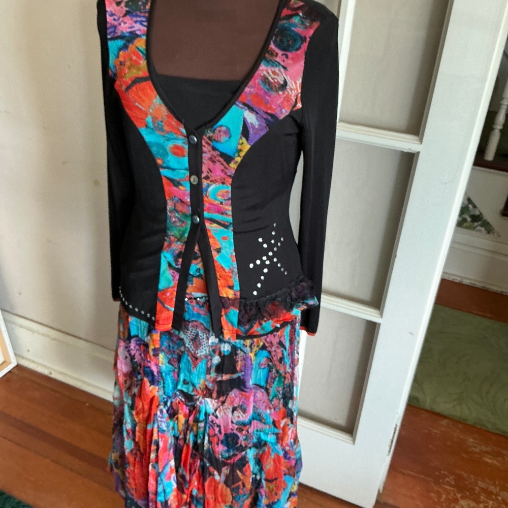 Garell 90’s vintage skirt and top/jacket and Joseph Ribkoff tank top